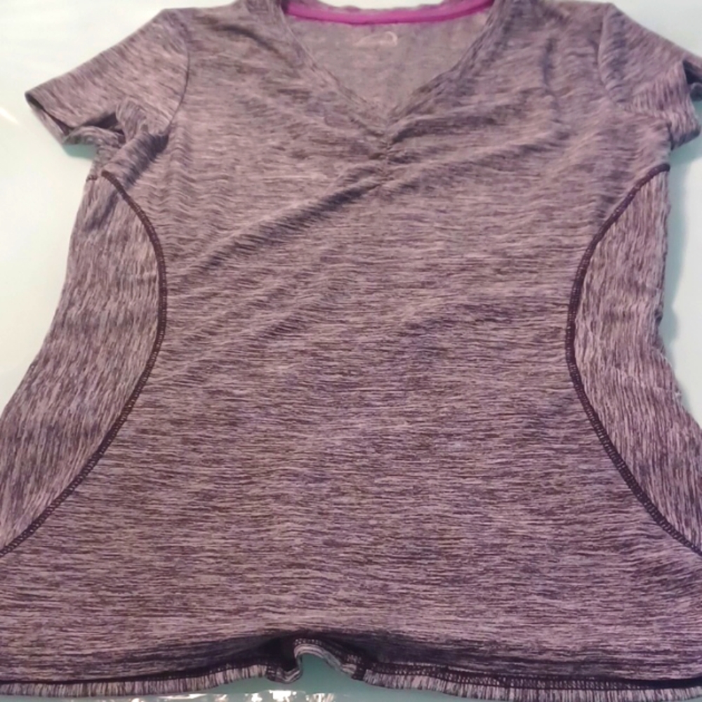 Performance  Bicycling Ladies SS Top Heather Gray Black Pockets EUC Sma…
